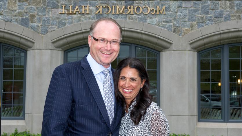 Image of Genine and Michael McCormick at the dedication of McCormick Hall in 2019.